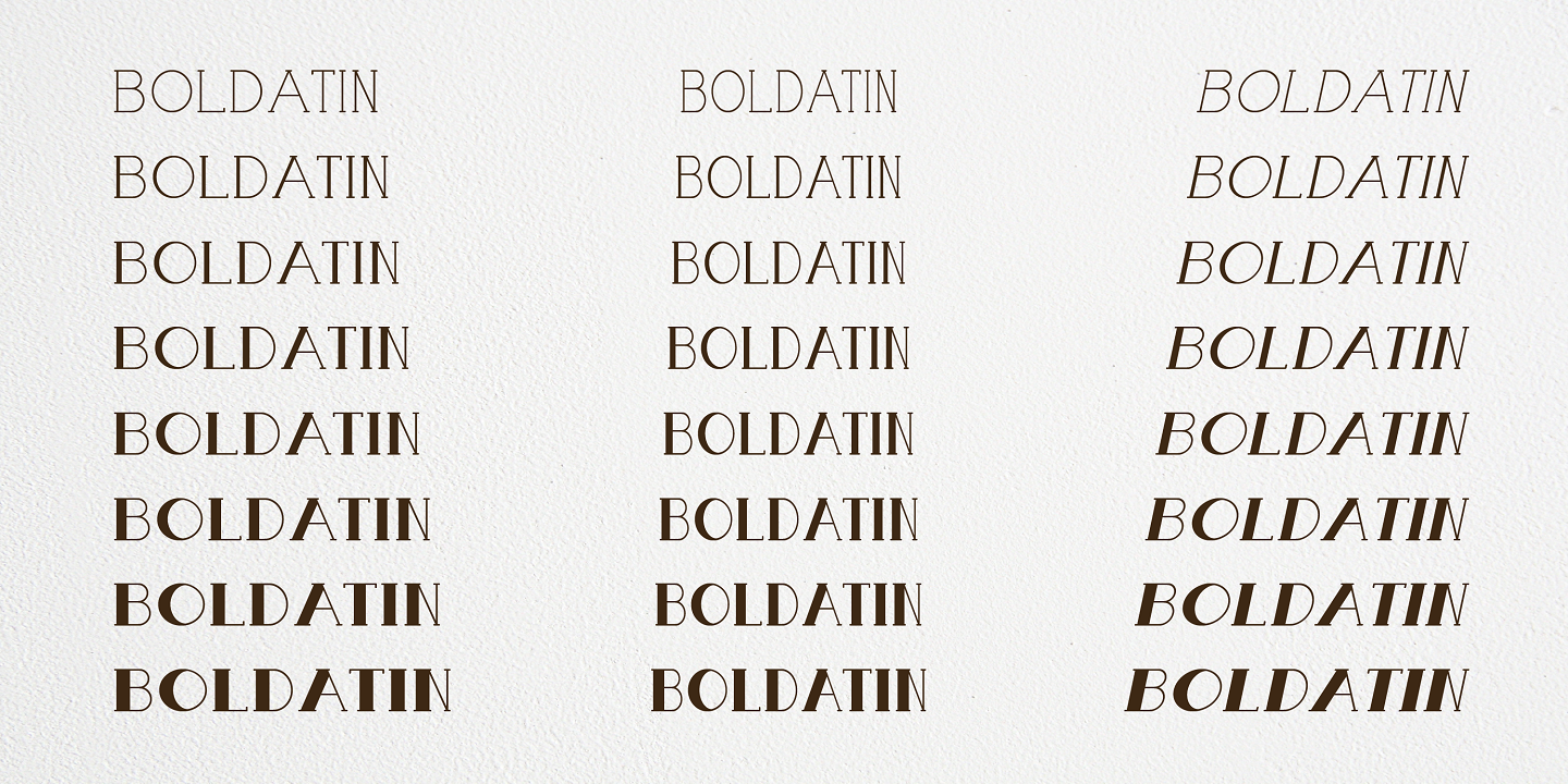 Przykład czcionki Boldatin Bold Slanted Condensed